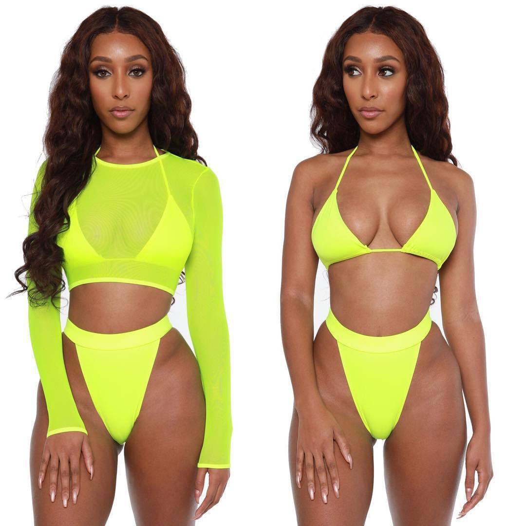 3 Piece Neon Bikini Swimsuit