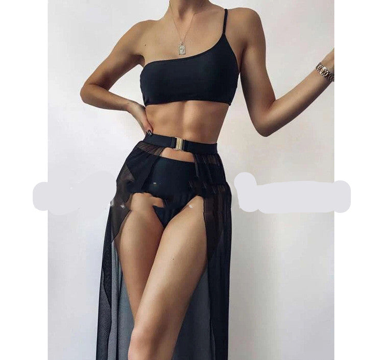 European & American New Three-piece Solid Color Swimsuit