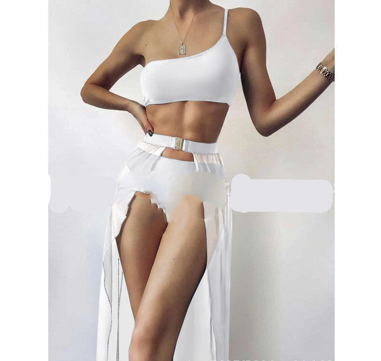 European & American New Three-piece Solid Color Swimsuit