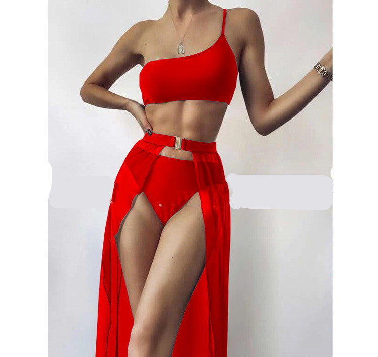 European & American New Three-piece Solid Color Swimsuit