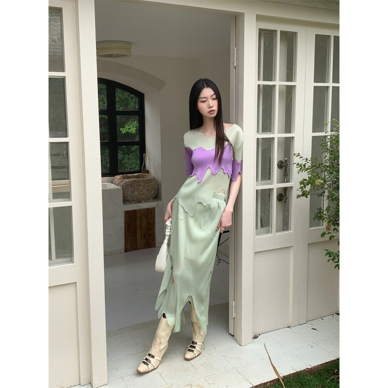 Trendy Chic Green Short Sleeved & Skirt Set