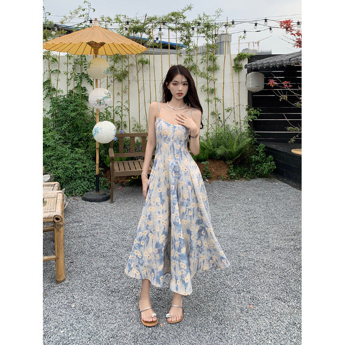Blue Floral Coat & Skirt Set