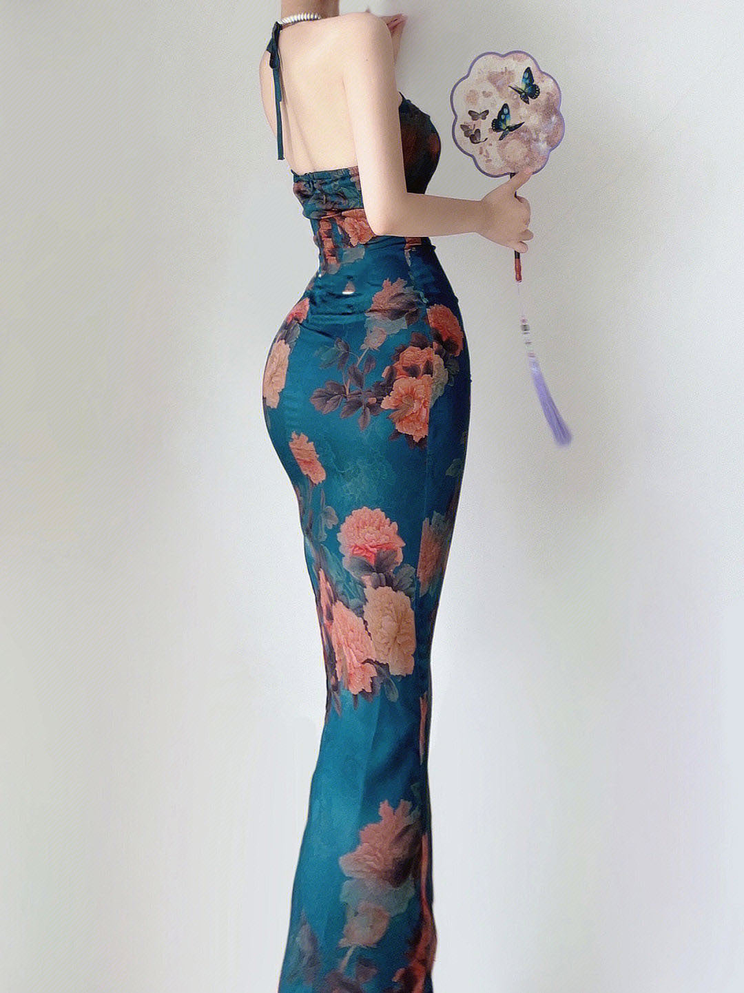 Printed Buttocks Cardigan & Dress Set