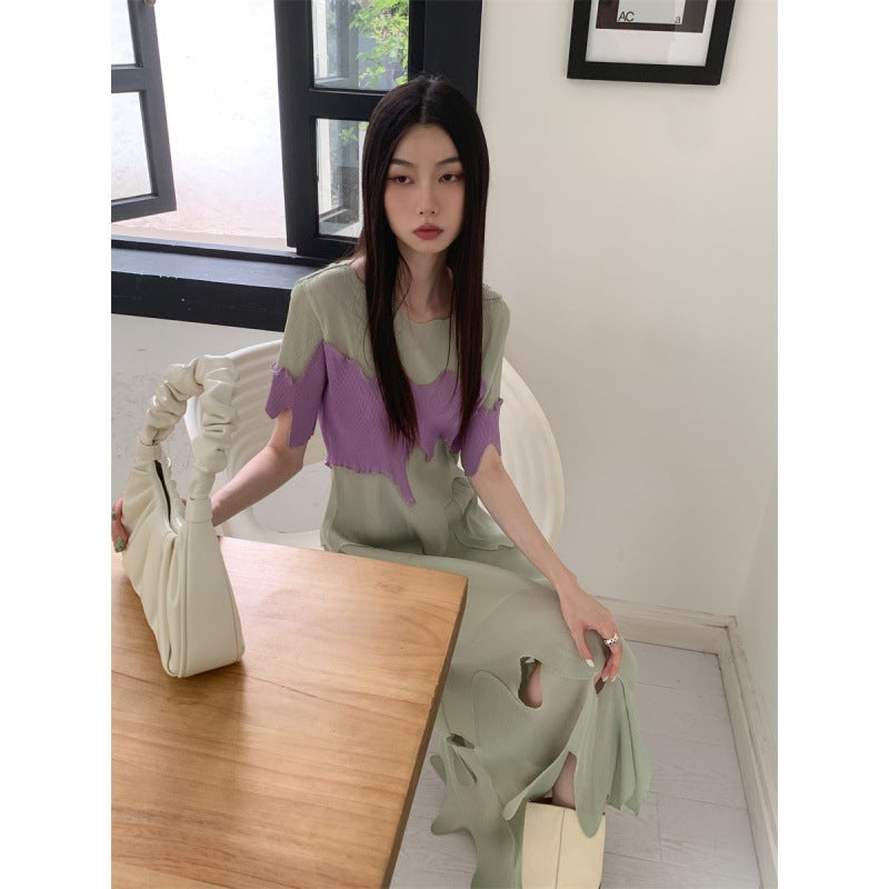 Trendy Chic Green Short Sleeved & Skirt Set