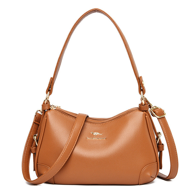 Soft Leather One-Shoulder Messenger Bag