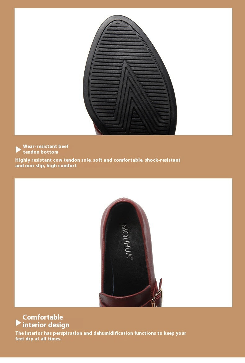 Low-Cut Square Buckle High Heels