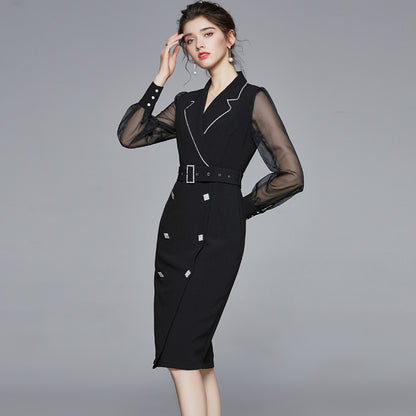 French Small Suit Dress: Mid-Length Autumn Business Wear Skirt