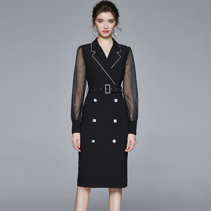 French Small Suit Dress: Mid-Length Autumn Business Wear Skirt
