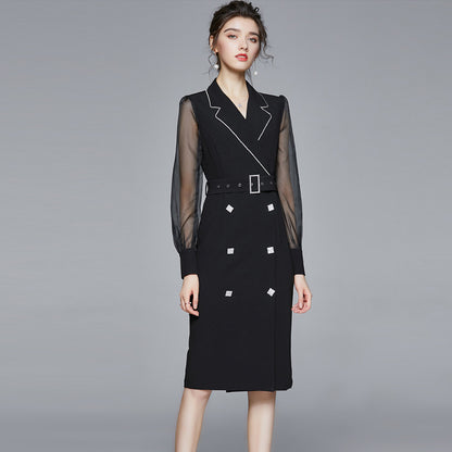 French Small Suit Dress: Mid-Length Autumn Business Wear Skirt