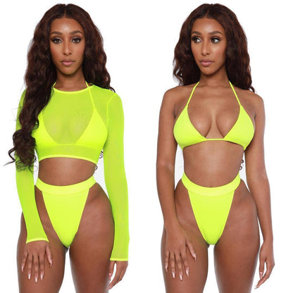 3 Piece Neon Bikini Swimsuit