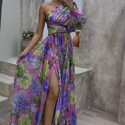 One-shoulder Long-sleeved Dress for Women