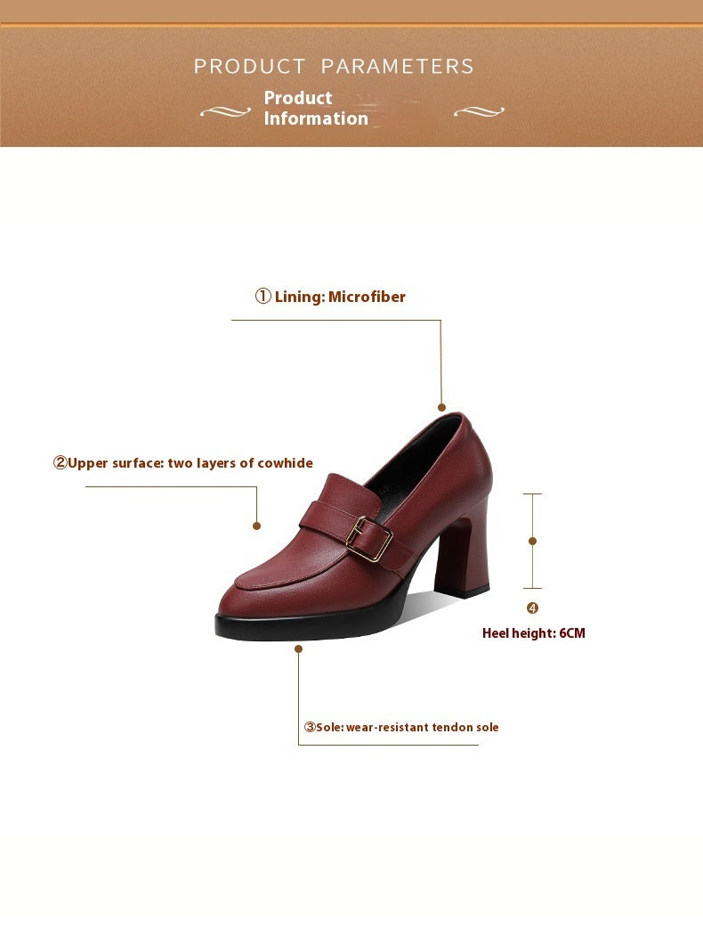 Low-Cut Square Buckle High Heels