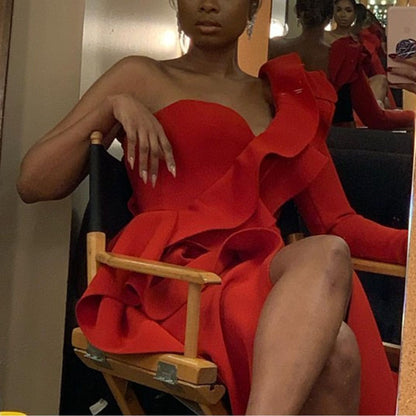 High-waisted Chest-wrapped Ruffle Gown