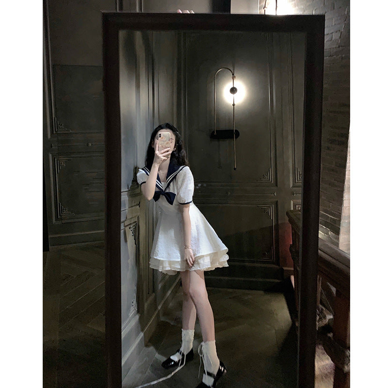 Summer New Lolita Academy Navy Style Dress