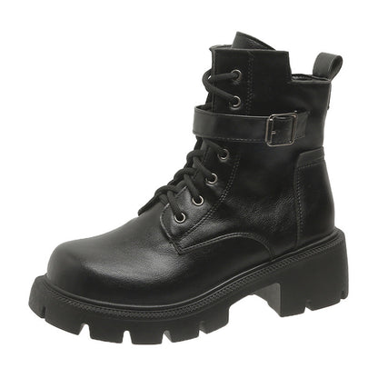 Round Head Chunky Heel Casual Mid-Calf Martin Boots