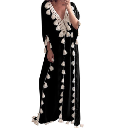 Ethnic Style Fringed Beach Dress