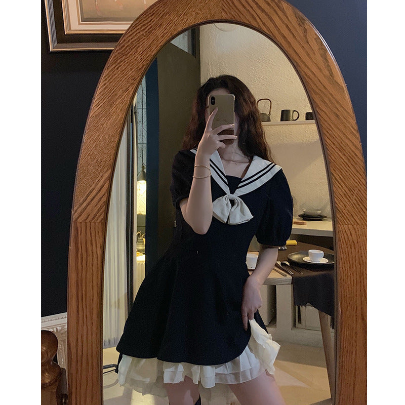 Summer New Lolita Academy Navy Style Dress