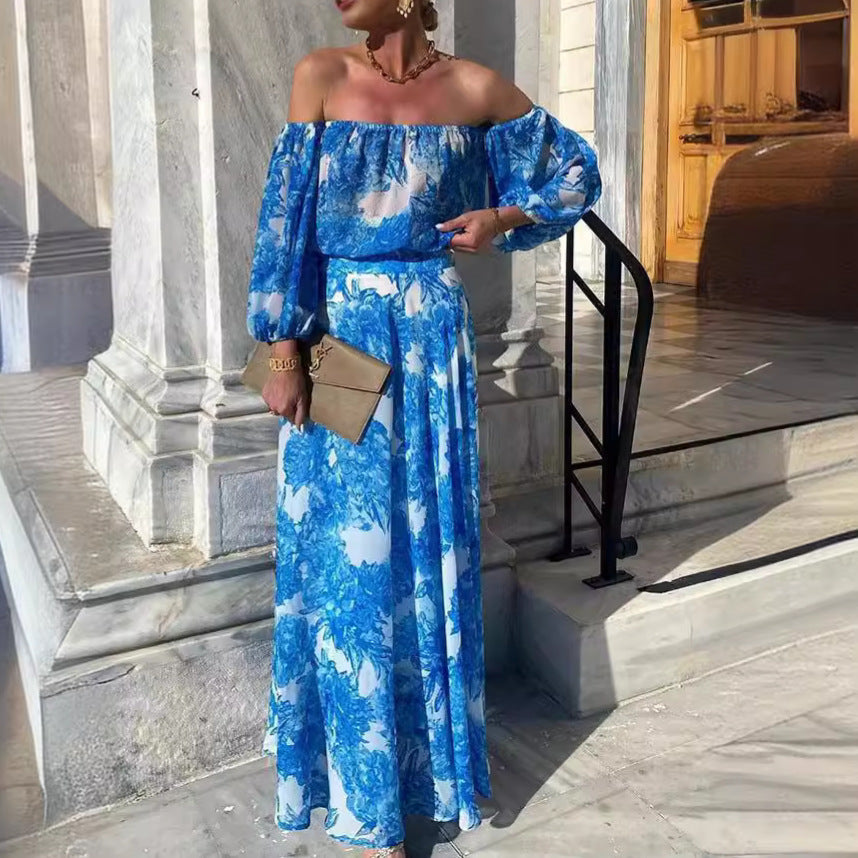 Off-shoulder Printed Dress