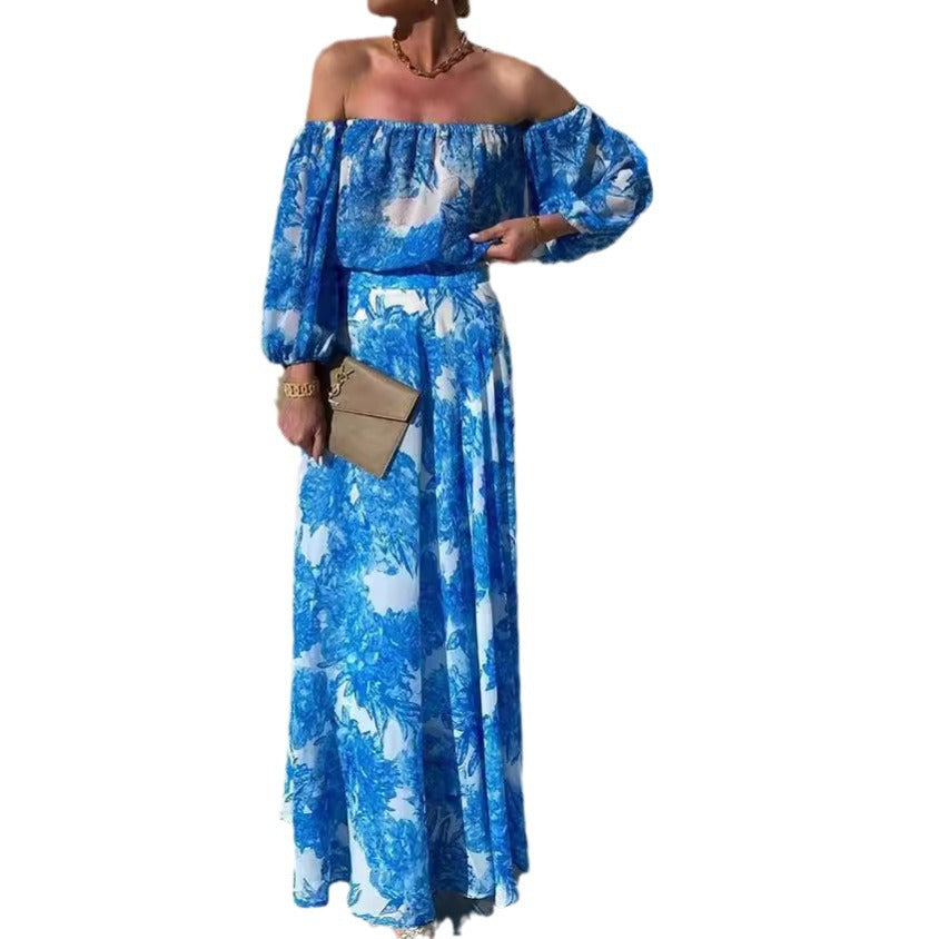 Off-shoulder Printed Dress