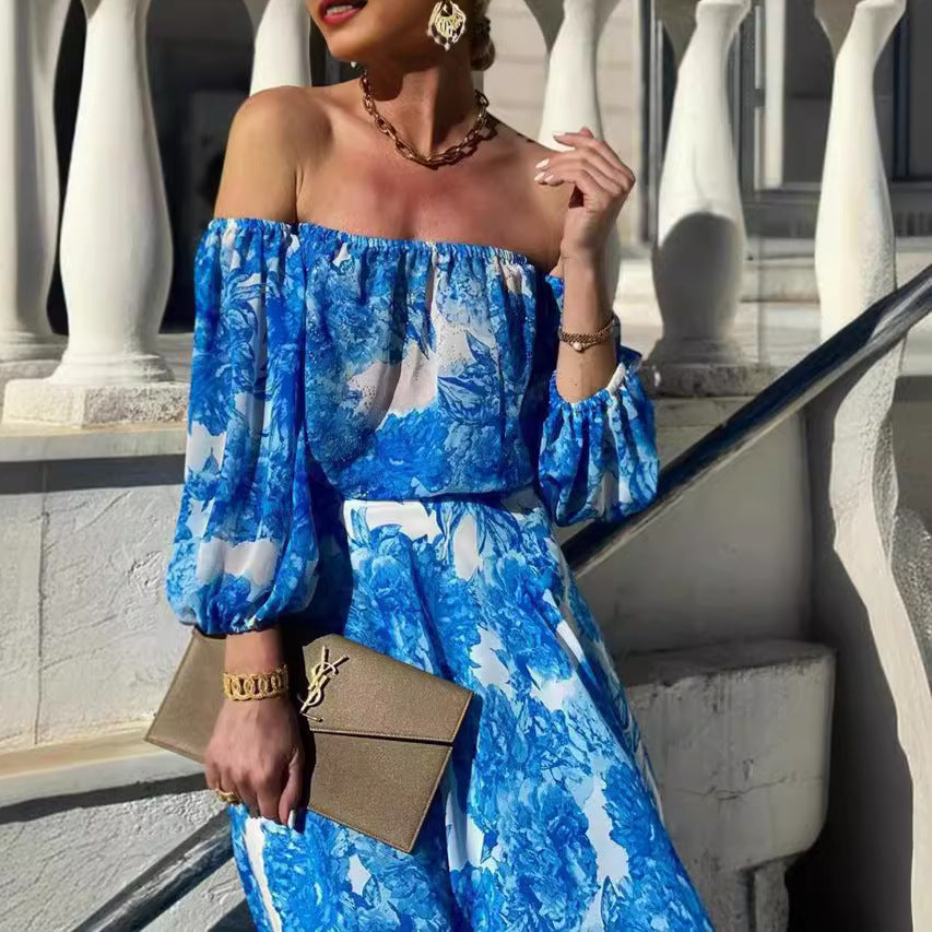Off-shoulder Printed Dress