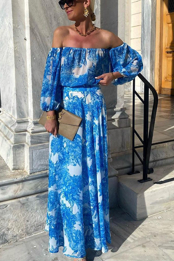 Off-shoulder Printed Dress