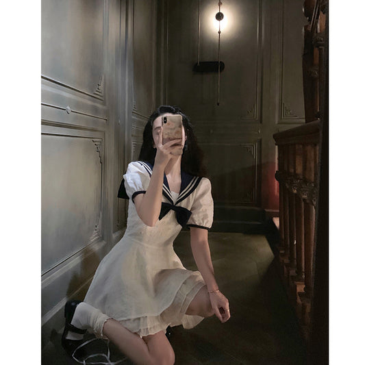 Summer New Lolita Academy Navy Style Dress