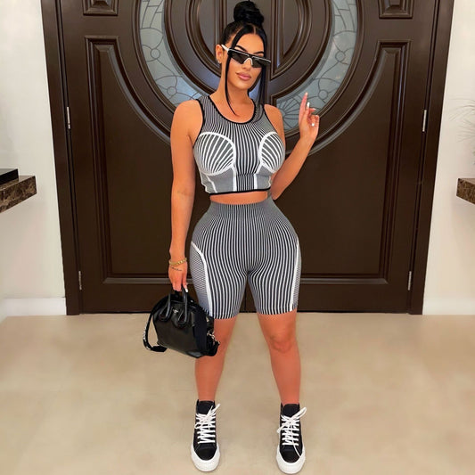 Striped Printed Sports Set